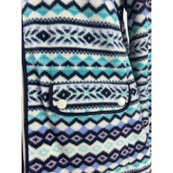 B9 Talbots Fair Isle Knit Fleece Jacket Women L Southwestern Cottagecore Nordic - Picture 3 of 7